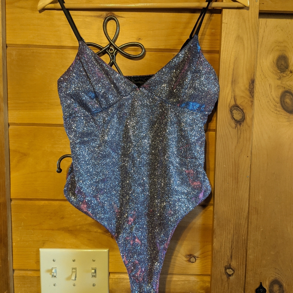 Purple glitter bathing suit, size medium